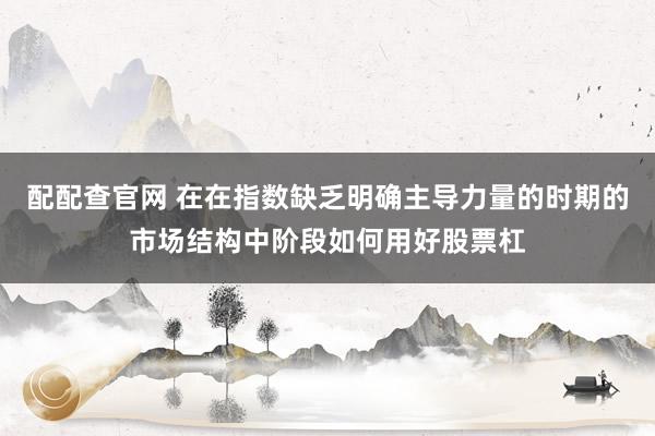 配配查官网 在在指数缺乏明确主导力量的时期的市场结构中阶段如何用好股票杠