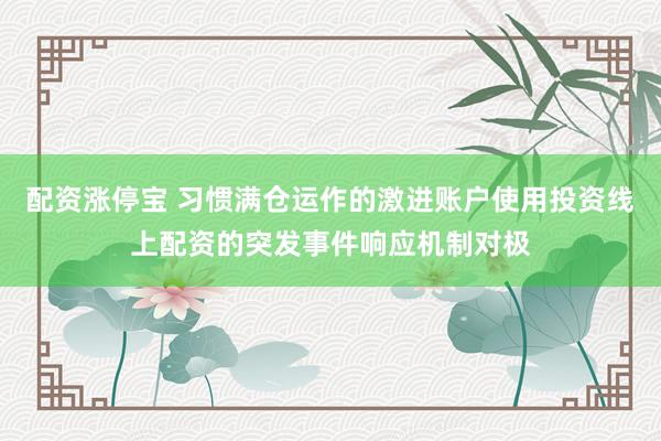 配资涨停宝 习惯满仓运作的激进账户使用投资线上配资的突发事件响应机制对极