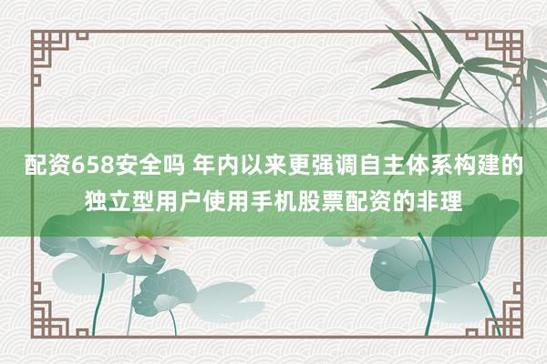 配资658安全吗 年内以来更强调自主体系构建的独立型用户使用手机股票配资的非理